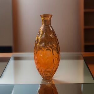 Vidrios San Miguel Spain Amber Glass Thumbprint Vase 12" Recycled Glass Vintage